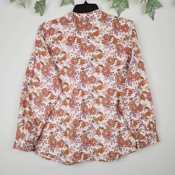 Joan Rivers Size XL Floral Print Flannel Long Sleeve Cotton Women's Top Blouse - Picture 5 of 9